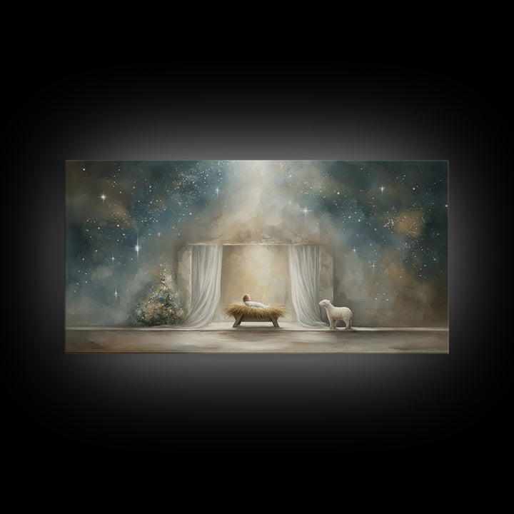 Nativity Wonder – Framed Canvas Print – Jesus Christmas Art – Christian Wall Art – Birth Of Jesus Painting – Christian Art Canvas – Christm