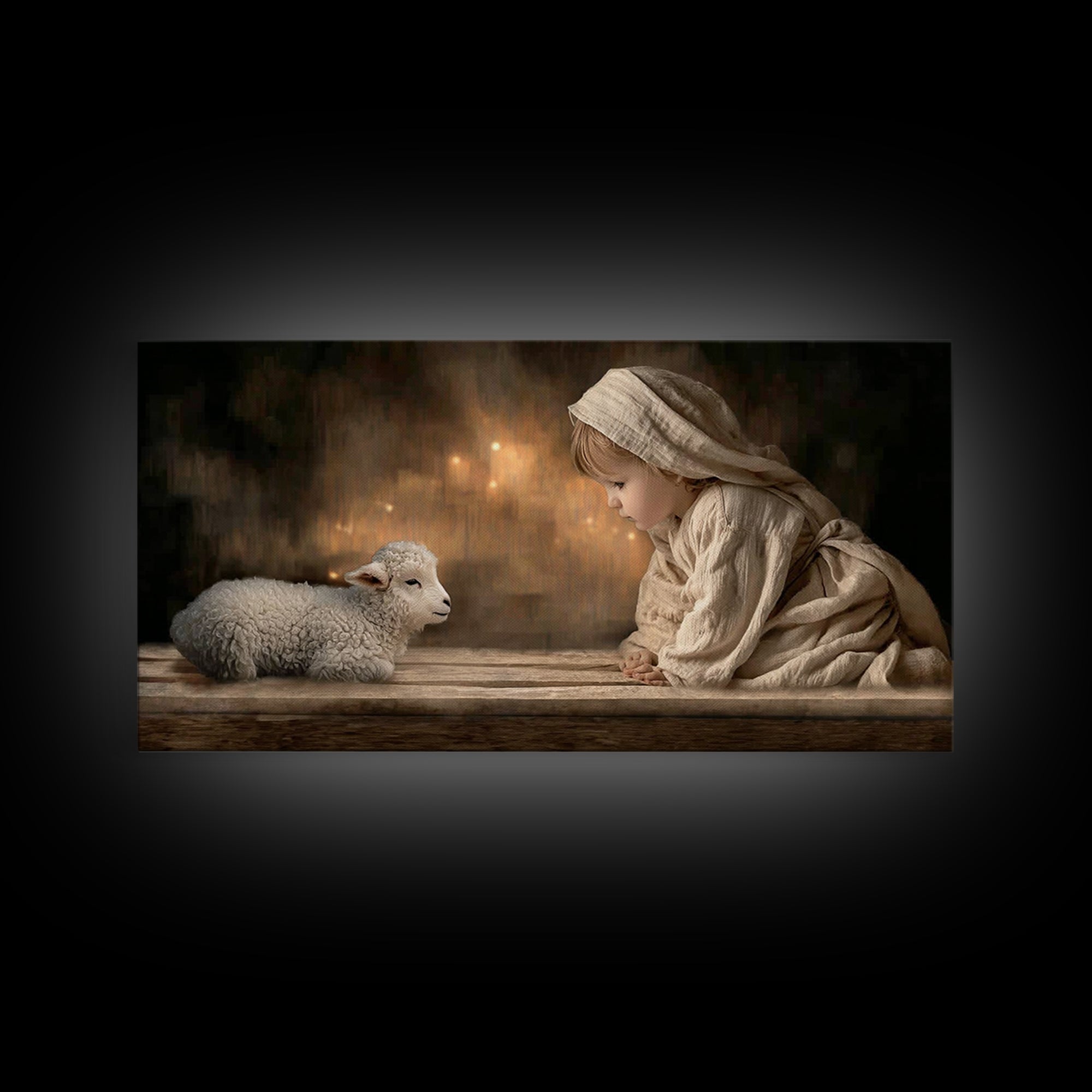 Gentle Nativity Gaze – Framed Canvas Print – Christian Wall Art – Christian Art Canvas – Jesus Painting – Christian Christmas Art