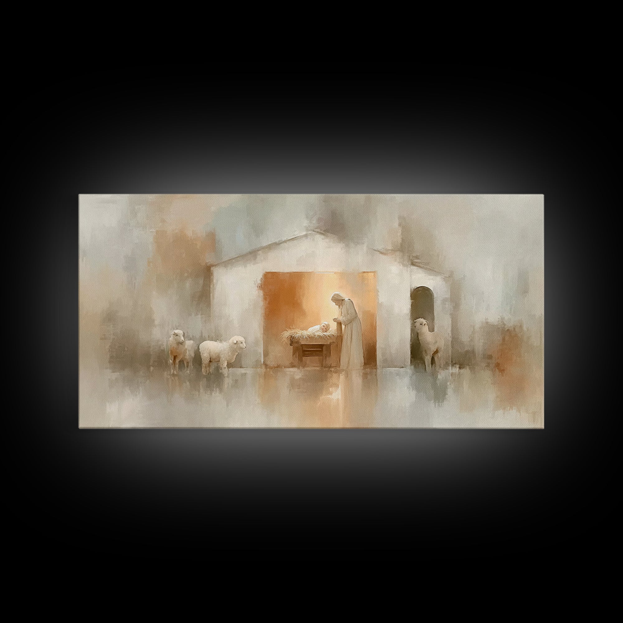 Bethlehem Stillness – Framed Canvas Print – Christian Christmas Art – Christian Wall Art – Christian Art Canvas – Jesus Painting