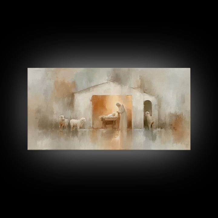 Bethlehem Stillness – Framed Canvas Print – Christian Christmas Art – Christian Wall Art – Christian Art Canvas – Jesus Painting