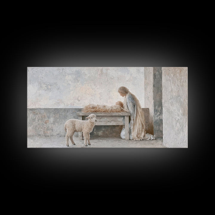 Sacred Dawn Light – Framed Canvas Print – Christian Art Canvas – Christian Christmas Art – Christian Wall Art – Jesus Painting