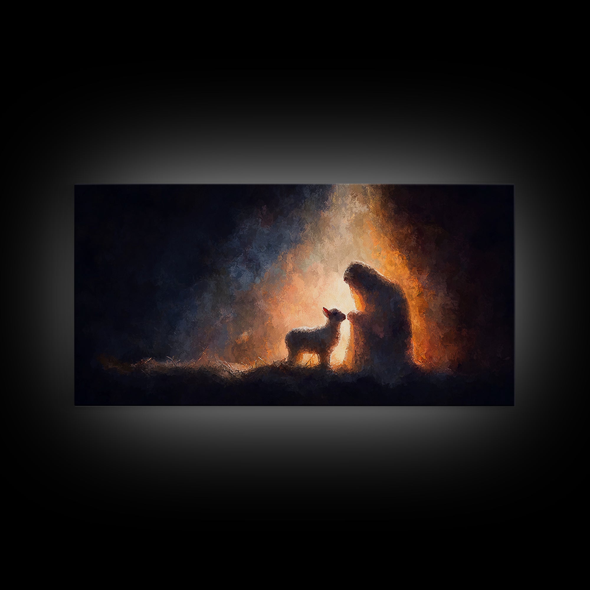 Shepherd’s Blessing – Framed Canvas Print – Christian Wall Art – Christmas Art – Christian Art Canvas – Jesus Painting