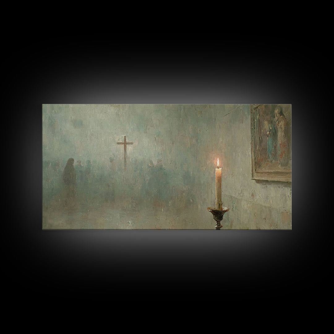 Silent Chapel Prayer – Framed Canvas Print – Christian Wall Art – Christian Art Canvas – Christian Paintings – Vintage Christian Art – Chri