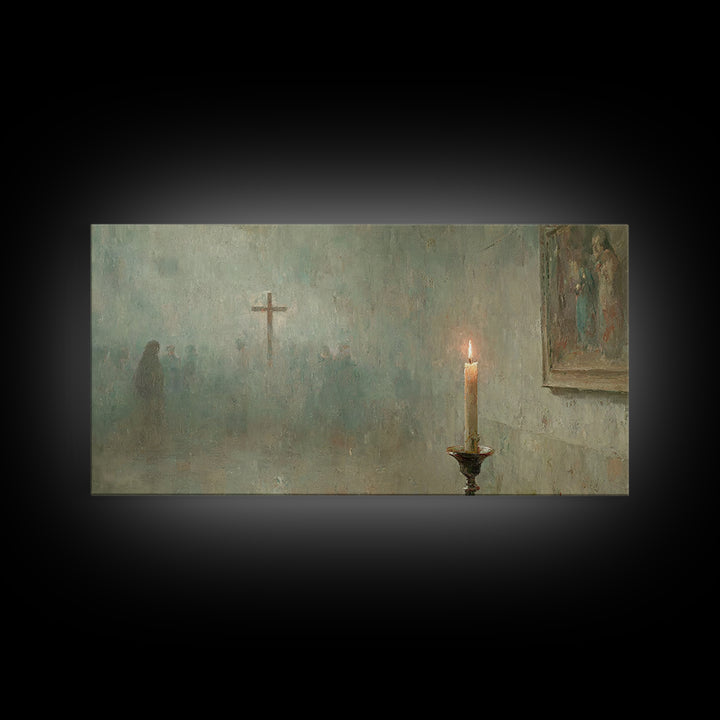 Silent Chapel Prayer – Framed Canvas Print – Christian Wall Art – Christian Art Canvas – Christian Paintings – Vintage Christian Art – Chri