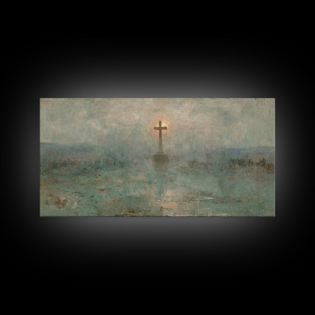 Eternal Morning Cross – Framed Canvas Print – Christian Art Canvas – Christian Wall Art – Christian Art – Christian Painting