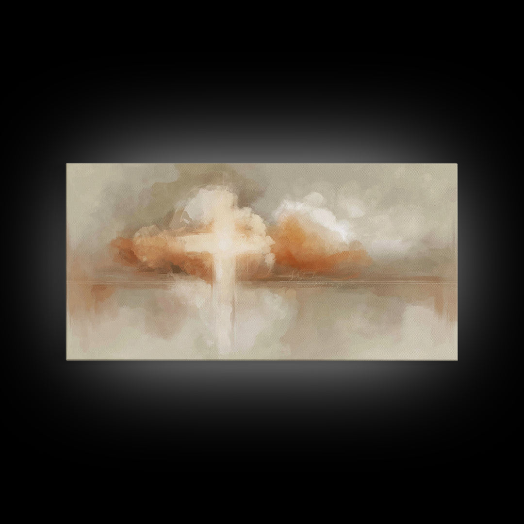 Radiant Cross Light – Framed Canvas Print – Christian Art – Christian Art Canvas – Abstract Christian Art – Christian Wall Art