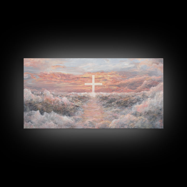 Heaven’s Dawn Path – Framed Canvas Print – Christian Art Canvas – Christian Wall Art – Large Christian Art – Christian Painting