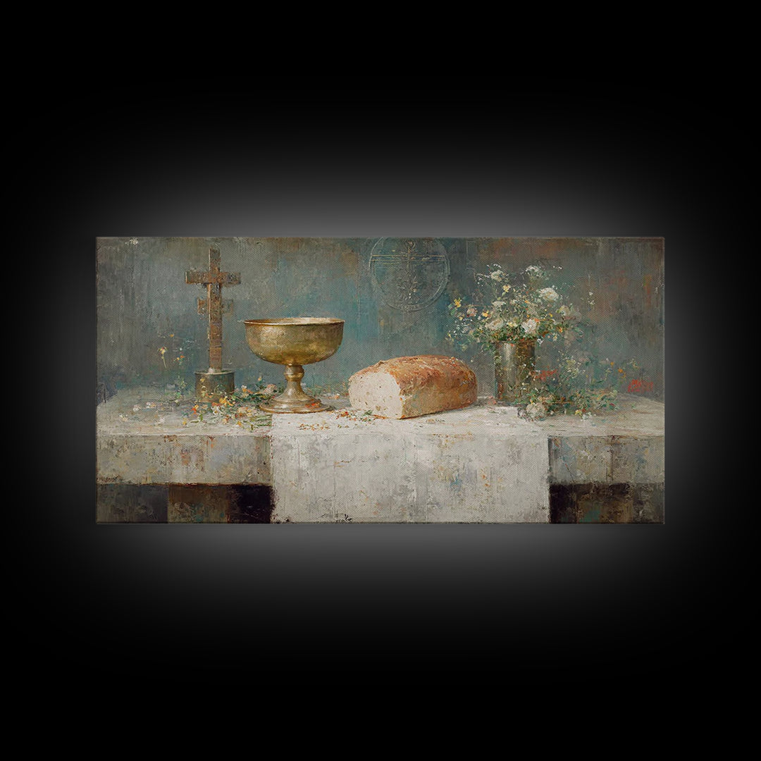 Chalice Of Grace - Framed Canvas Print - Christian Wall Art - Christian Art Canvas - Vintage Christian Art - Christian Painting - Christian