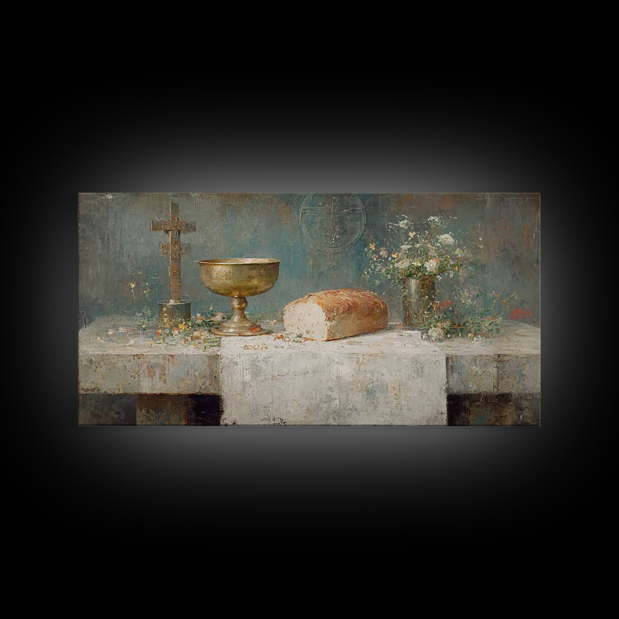 Chalice Of Grace - Framed Canvas Print - Christian Wall Art - Christian Art Canvas - Vintage Christian Art - Christian Painting - Christian