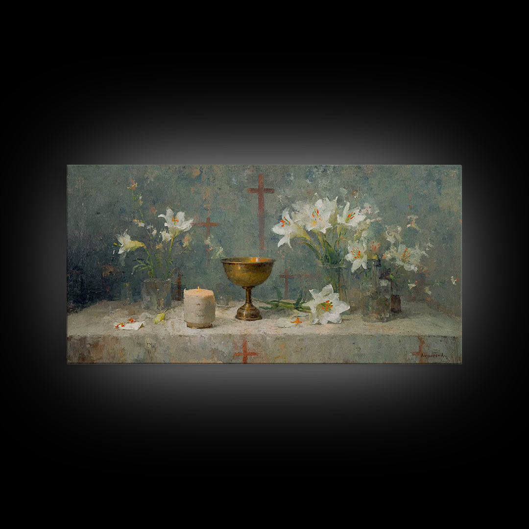 Table Of Reverence - Framed Canvas Print - Christian Wall Art - Christian Art Canvas - Vintage Christian Painting - Christian Art Gift - Ch