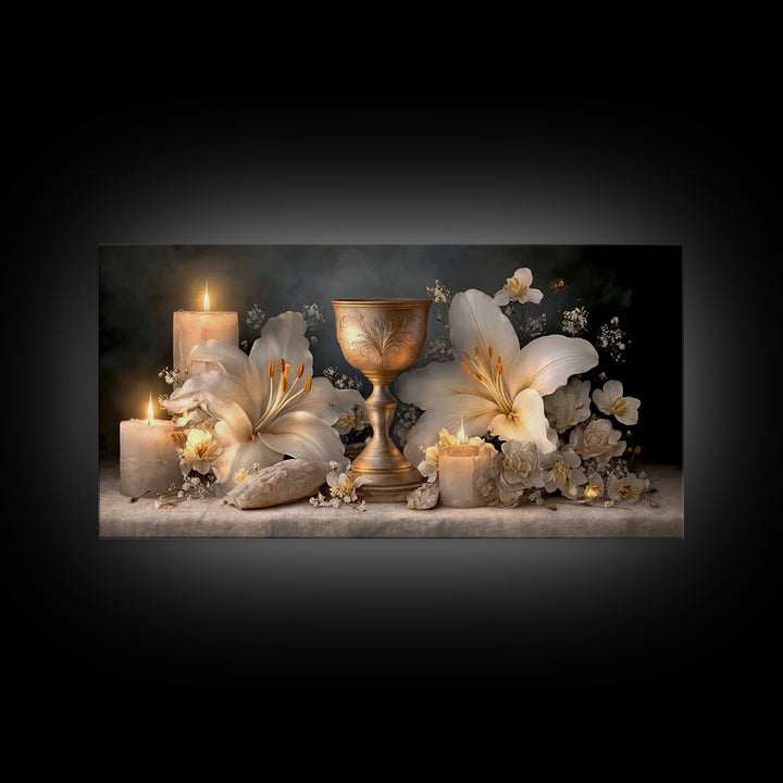 Holy Radiance - Framed Canvas Print - Christian Wall Art - Christian Art Canvas - Subtle Christian Art - Blue Christian Art - Christian Dec