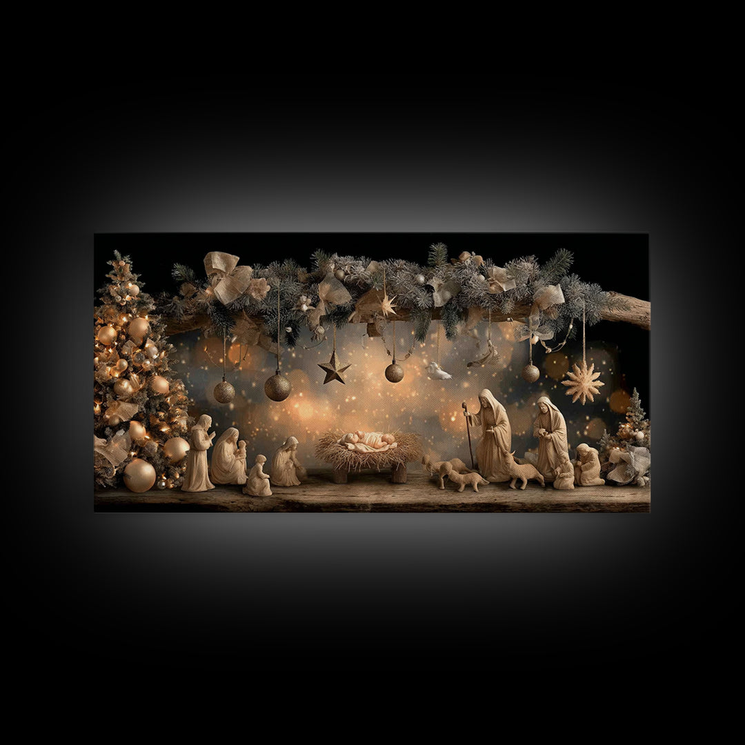 Holy Night Glory – Framed Canvas Print – Christian Wall Art – Christian Christmas Art – Christmas Art Prints – Christian Art Canvas – Chris