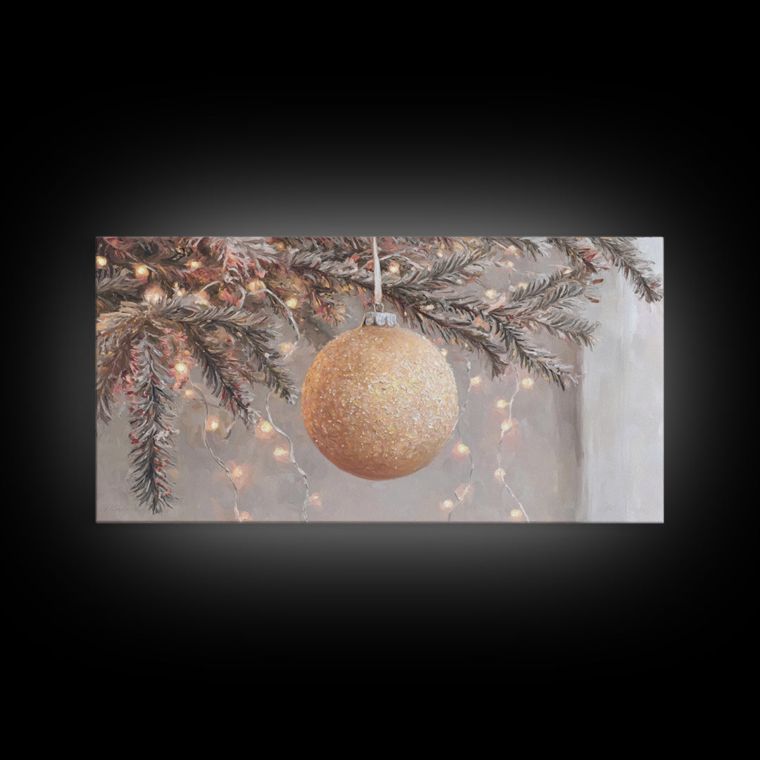 Ornament Glow – Framed Canvas Print – Christmas Art Prints – Modern Christmas Art – Christmas Canvas Wall Art – Christmas Art Work – Framed