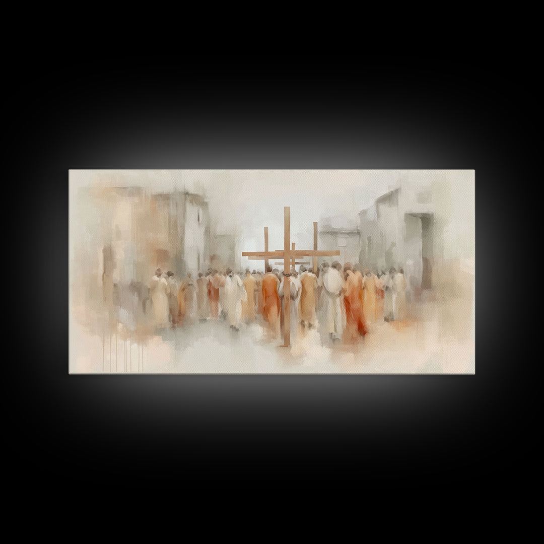 Crosswalk Journey – Framed Canvas Print – Abstract Christian Art – Christian Art Canvas – Modern Christian Painting – Christian Art Prints