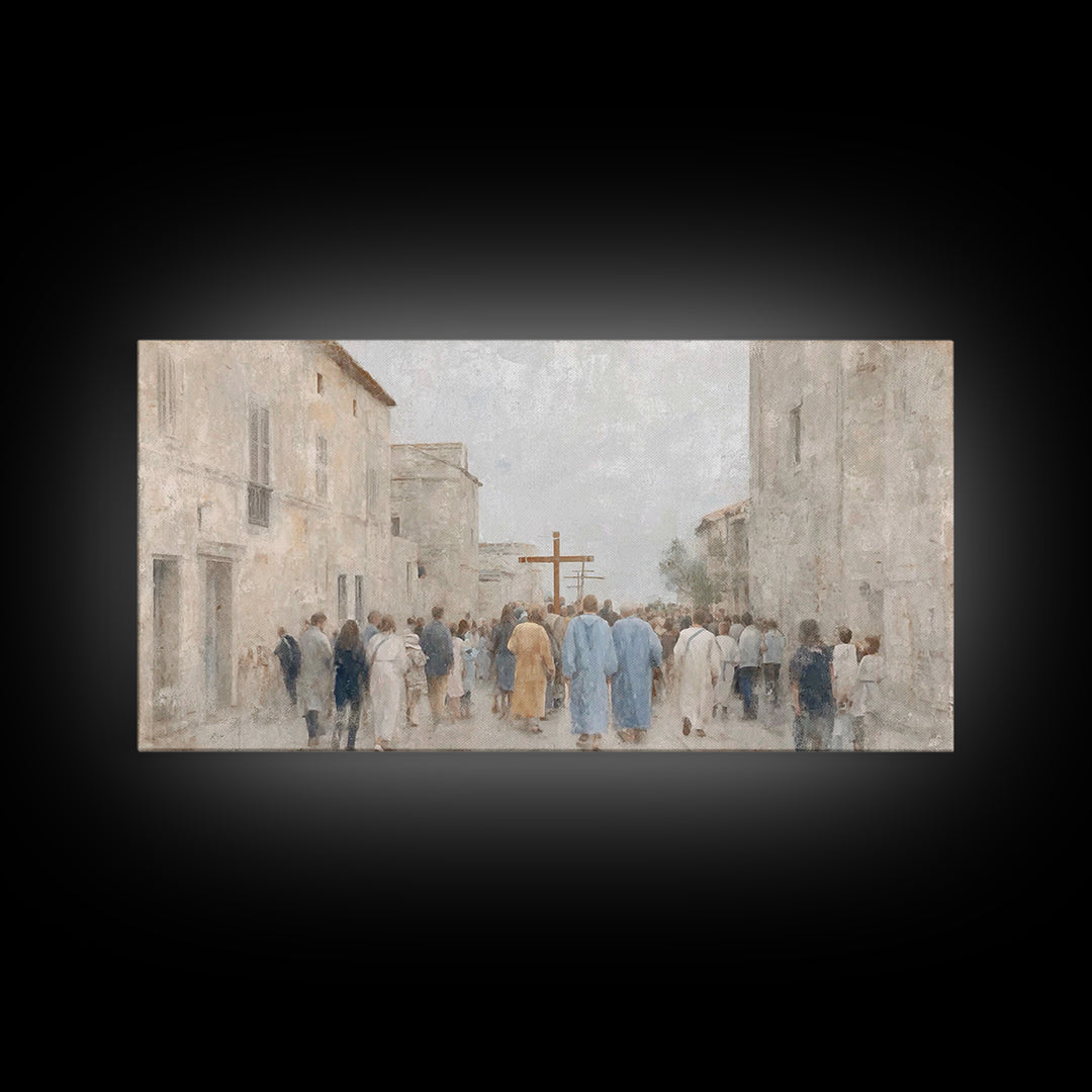 Pilgrims Of Hope – Framed Canvas Print – Christian Art Work – Subtle Christian Art – Christian Wall Art – Minimalist Christian Art – Christ