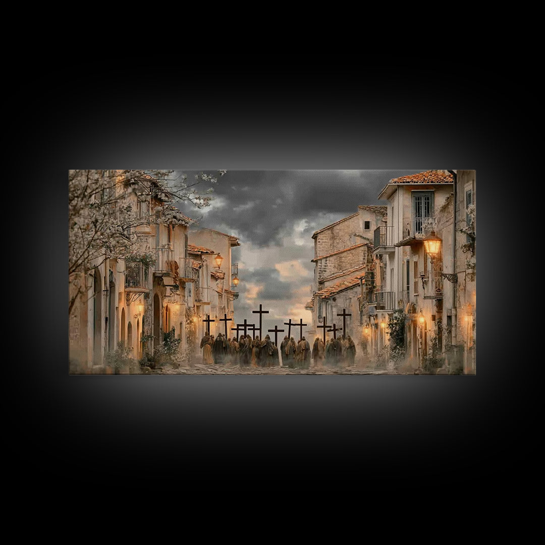 Morning Devotion | Framed Canvas Print | Christian Art | Christian Art Canvas | Christian Paintings | Moody Christmas Art | Christian Decor