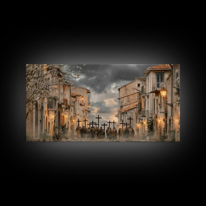 Morning Devotion | Framed Canvas Print | Christian Art | Christian Art Canvas | Christian Paintings | Moody Christmas Art | Christian Decor