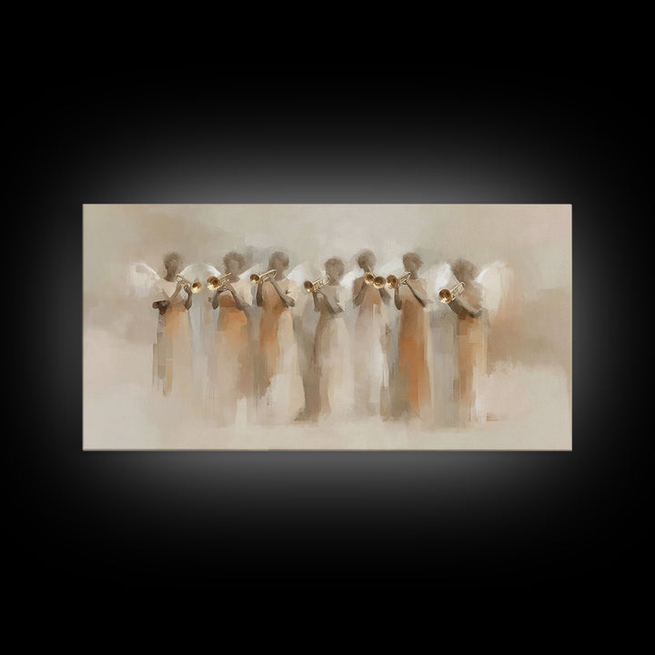 Angelic Ensemble | Framed Canvas Print | Christian Art Canvas | Modern Christian Art | Christian Painting | Christmas Art Work | Christian