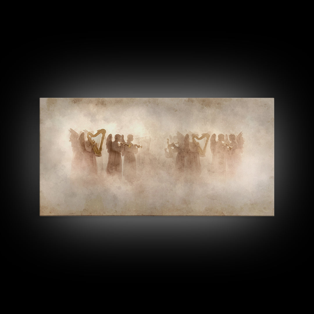 Celestial Harmony, Framed Canvas Print, Christian Art Canvas, Christian Wall Art, Moody Christian Art, Christmas Canvas Wall Art, Christian