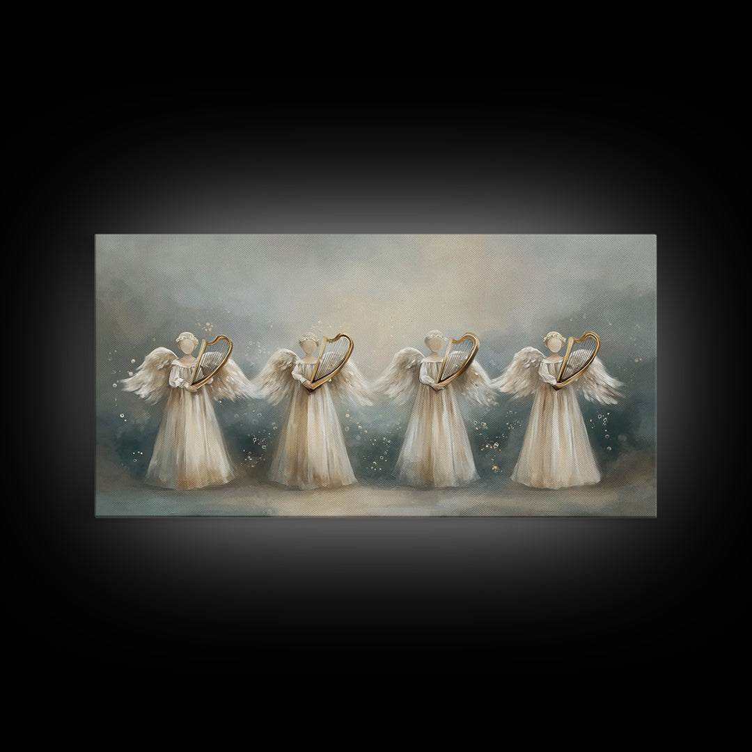 Harp Of Grace | Framed Canvas Print | Christian Art | Christian Art Canvas | Vintage Christian Art | Christmas Wall Art | Christian Christm
