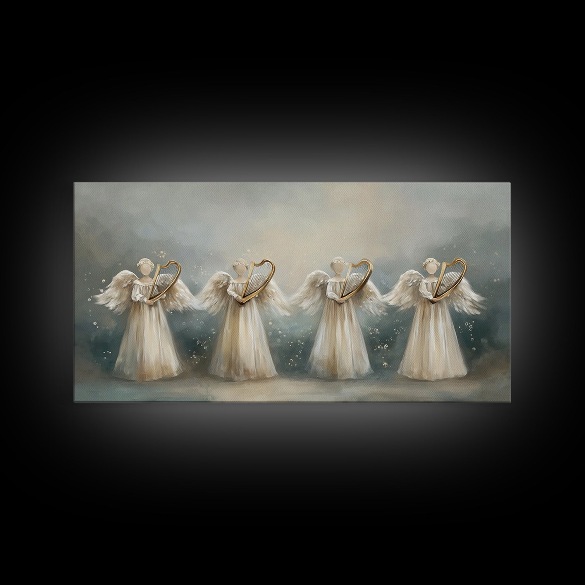 Harp Of Grace | Framed Canvas Print | Christian Art | Christian Art Canvas | Vintage Christian Art | Christmas Wall Art | Christian Christm