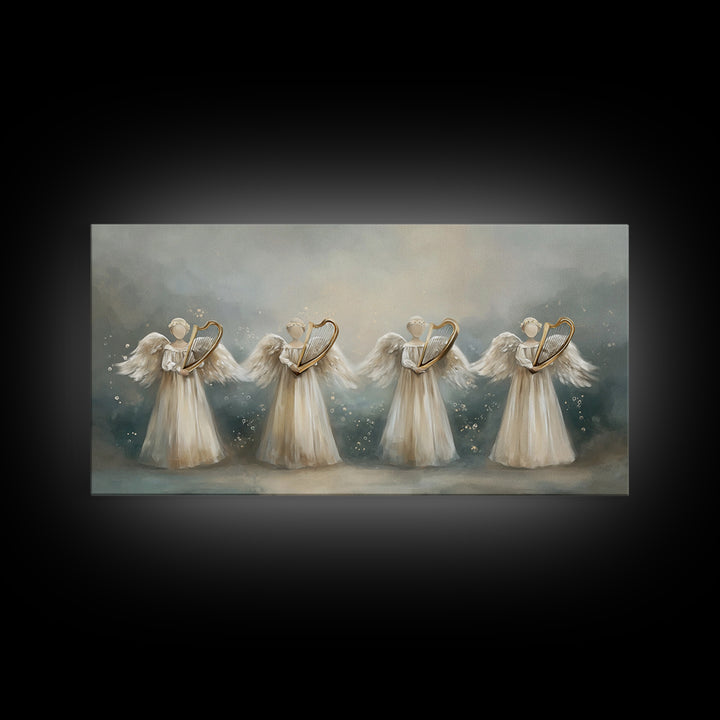 Harp Of Grace | Framed Canvas Print | Christian Art | Christian Art Canvas | Vintage Christian Art | Christmas Wall Art | Christian Christm