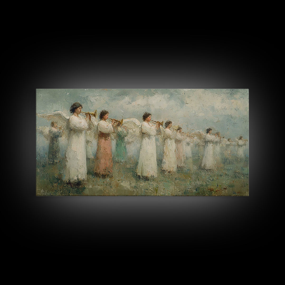 Trumpets Of Light – Framed Canvas Print – Christian Wall Art – Christian Art Prints – Christian Painting – Christmas Art Work – Christian C