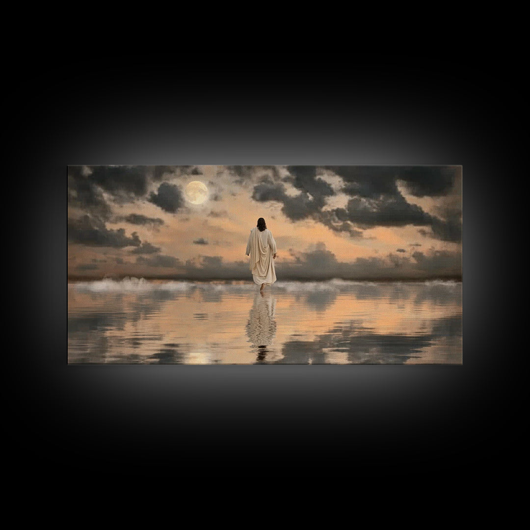 Moonlit Calling – Framed Canvas Print – Christian Wall Art – Jesus Painting – Christian Art Canvas – Moody Christian Art – Large Jesus Wall