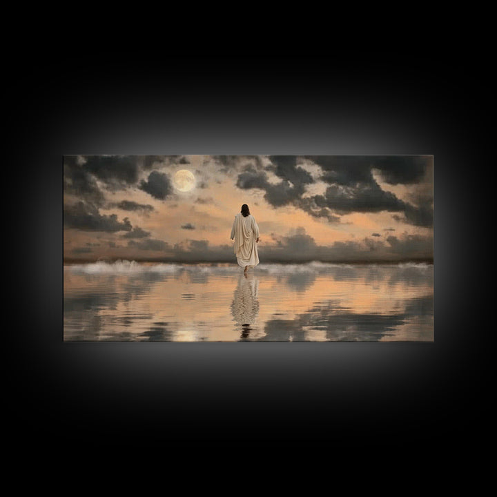 Moonlit Calling – Framed Canvas Print – Christian Wall Art – Jesus Painting – Christian Art Canvas – Moody Christian Art – Large Jesus Wall