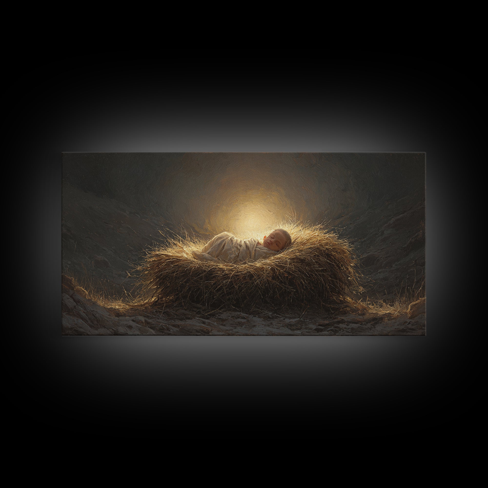 Manger Blessing – Framed Canvas Print – Christmas Art Prints – Christian Christmas Art – Christian Wall Art – Christmas Canvas Wall Art – C