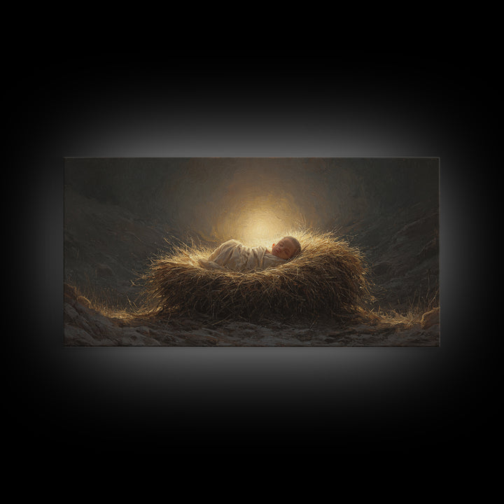 Manger Blessing – Framed Canvas Print – Christmas Art Prints – Christian Christmas Art – Christian Wall Art – Christmas Canvas Wall Art – C