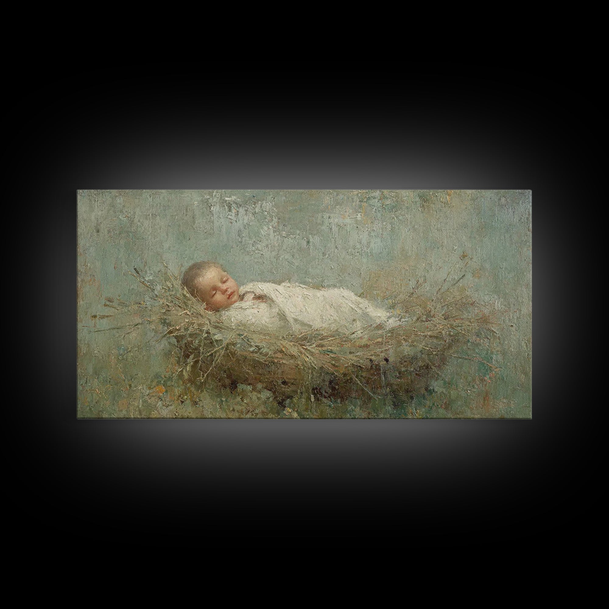 Silent Holy Rest – Framed Canvas Print – Christian Art Canvas – Christmas Wall Art – Jesus Painting – Christian Decorations – Modern Christ
