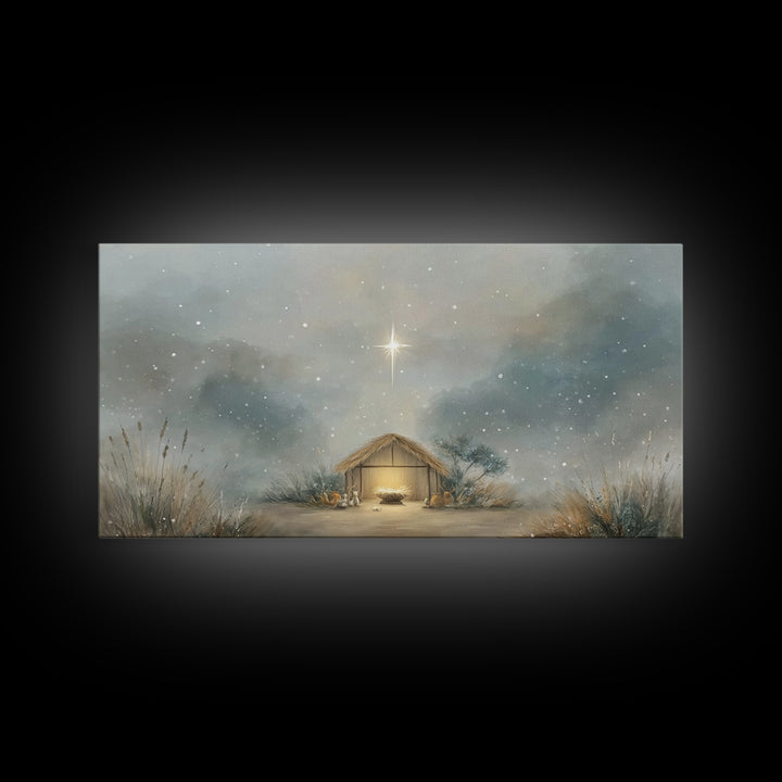 Bright Promise Star – Framed Canvas Print – Christmas Canvas Wall Art – Christian Wall Art – Christian Christmas Art – Jesus Painting – Chr