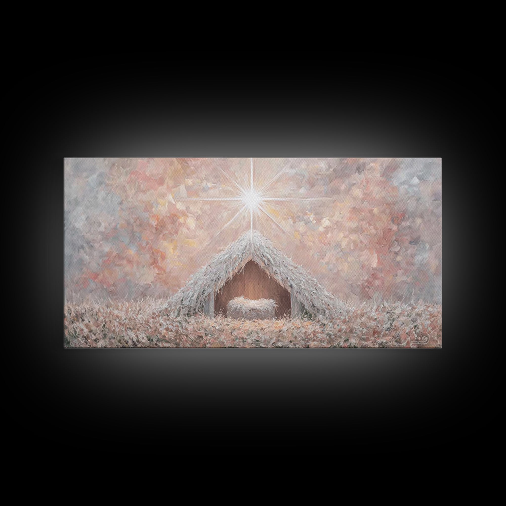 Glory In The Stable – Framed Canvas Print – Christian Wall Art – Christian Christmas Art – Christmas Art Work – Christian Art Canvas – Jesu