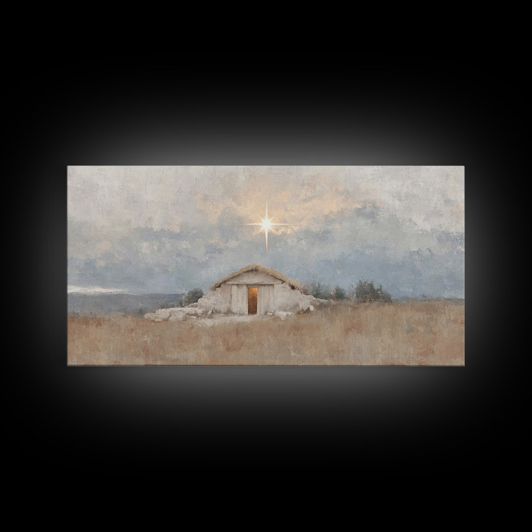 The Guiding Star - Framed Canvas Print - Christian Wall Art - Christian Christmas Art - Jesus Painting - Christmas Decor
