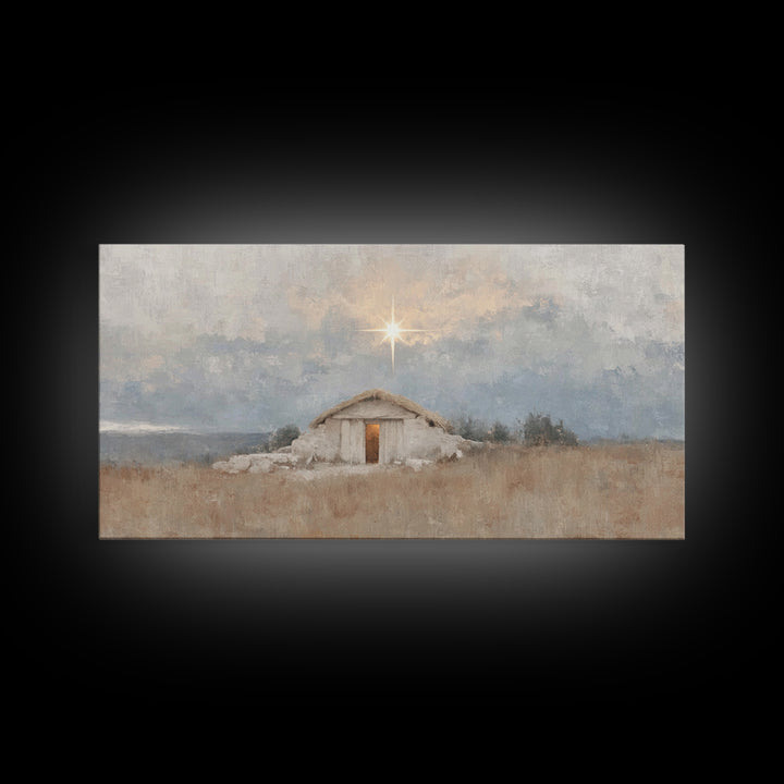 The Guiding Star - Framed Canvas Print - Christian Wall Art - Christian Christmas Art - Jesus Painting - Christmas Decor