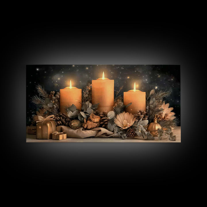Golden Night Blessing – Framed Canvas Print – Christian Christmas Art – Christian Art Canvas – Christmas Wall Art – Framed Christmas Art –