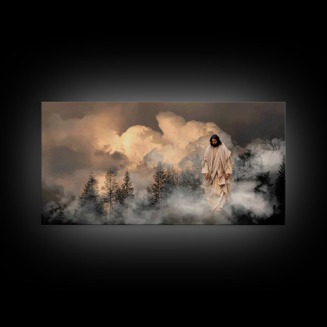 Heavenly Descent, Framed Canvas Print, Christian Art Canvas, Jesus Painting, Christian Christmas Art, Modern Christian Art, Christian Wall
