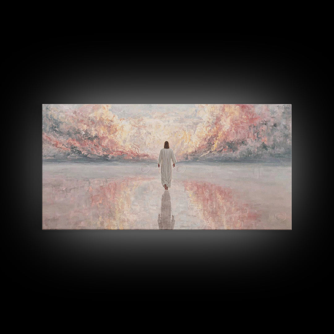 Path Of Peace, Framed Canvas Print, Christian Art Canvas, Jesus Painting, Christian Wall Art, Minimalist Christian Art, Christian Christmas