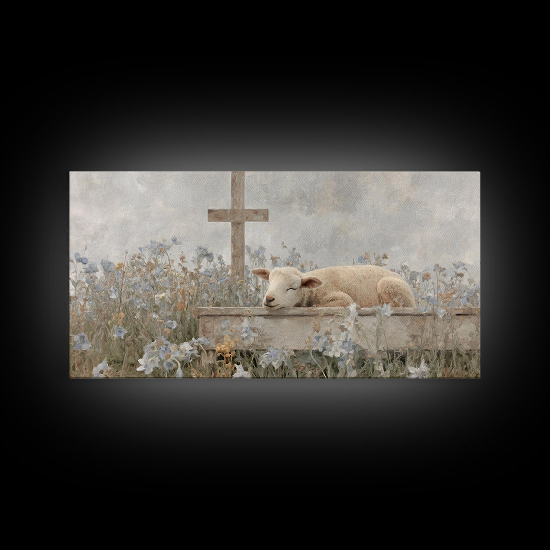 Risen Meadow – Framed Canvas Print – Christian Art Canvas – Christian Wall Art – Christian Art Print – Minimalist Christian Art – Christian
