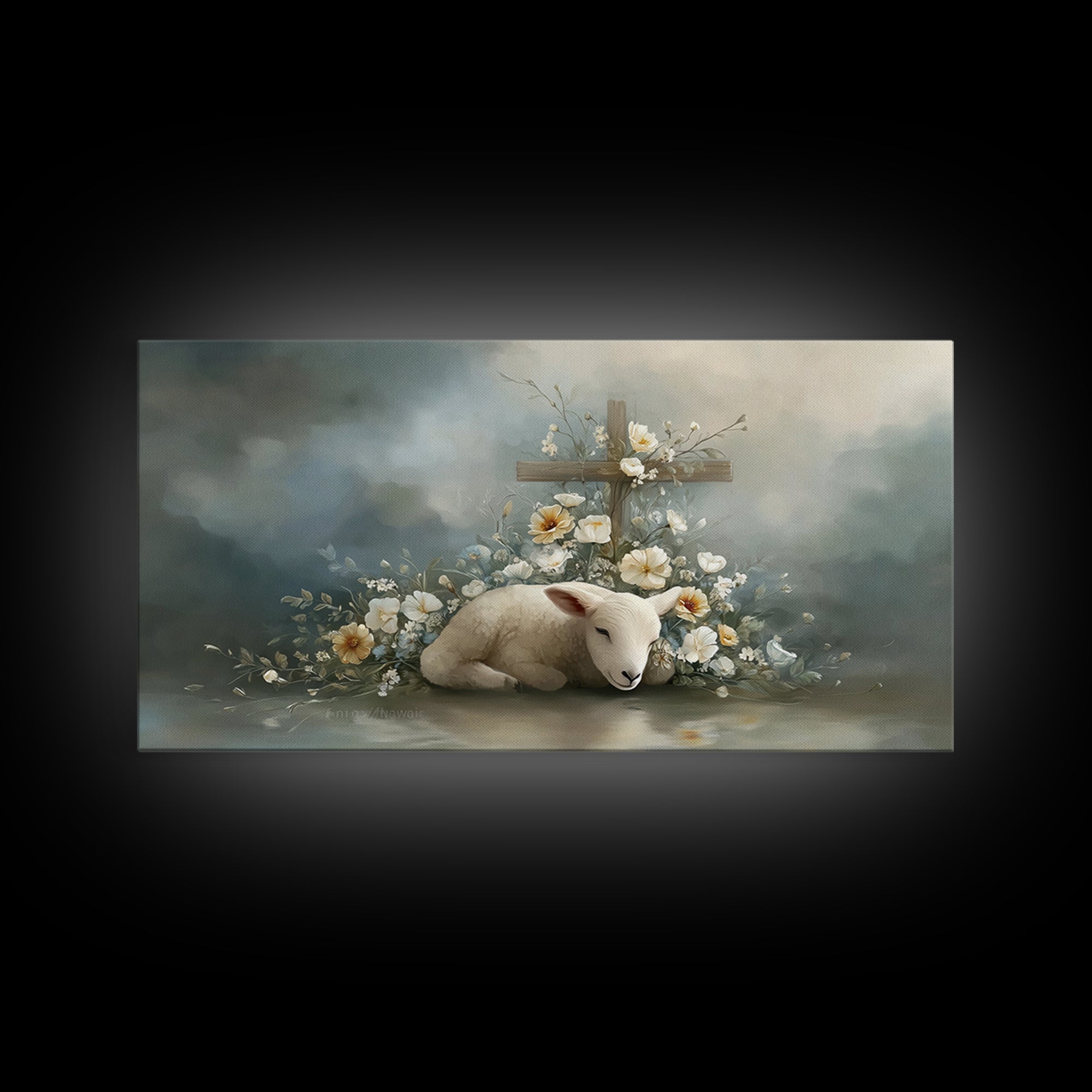 Lamb Of Peace – Framed Canvas Print – Christian Wall Art – Christian Painting – Christian Art Canvas – Christian Christmas Art – Christian