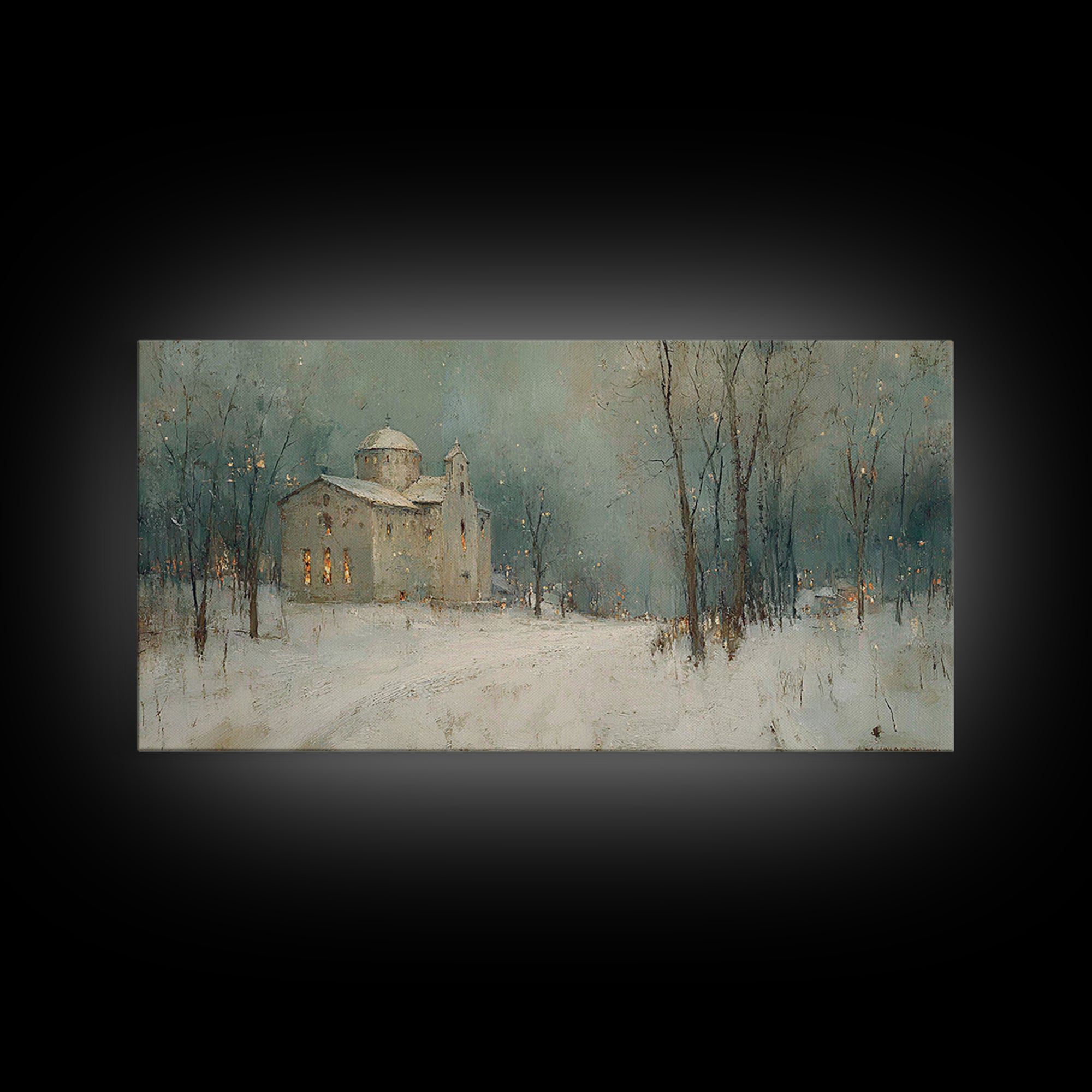 Silent Parish – Framed Canvas Print – Christian Art Print – Christmas Art – Christian Wall Art – Subtle Christian Art – Christian Decoratio