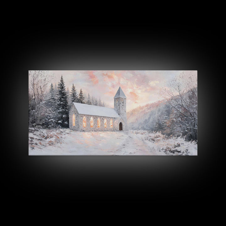 Chapel Dawn – Framed Canvas Print – Christmas Wall Art – Christian Art Canvas – Christian Art – Framed Christmas Art – Christian Christmas