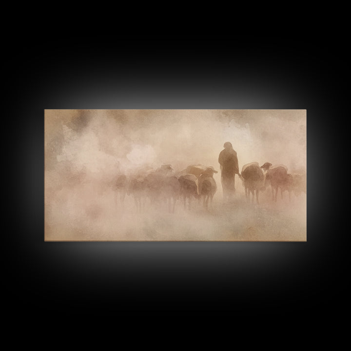 Guiding Light – Framed Canvas Print – Christian Art Canvas – Minimalist Christian Art – Christian Wall Art – Jesus Art Print – Subtle Chris