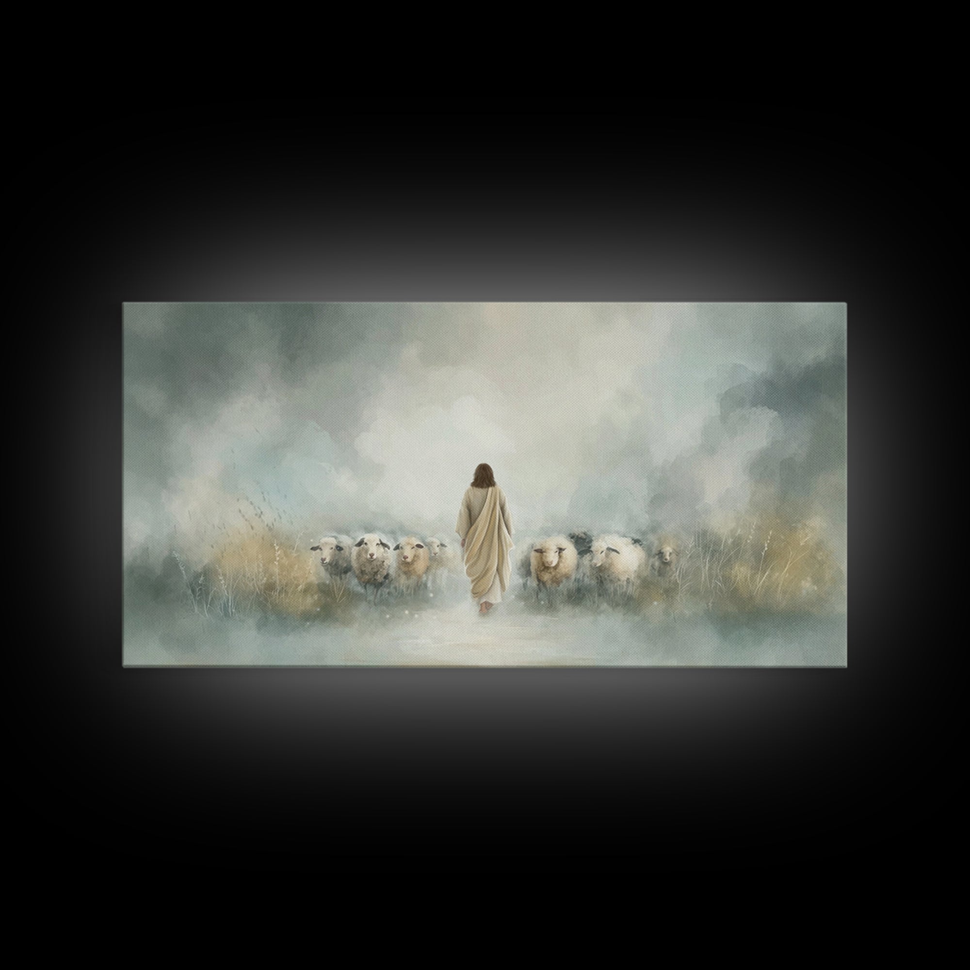 Heavenly Flock – Framed Canvas Print – Christian Wall Art – Jesus Art Print – Christian Art Canvas – Christian Painting – Subtle Christian