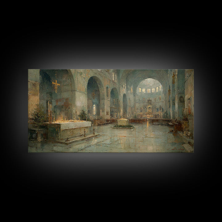 Cathedral of Stillness, Framed Canvas Print, Christian Art Canvas, Christian Wall Art, Christmas Art, Framed Christmas Wall Art, Vintage Ch