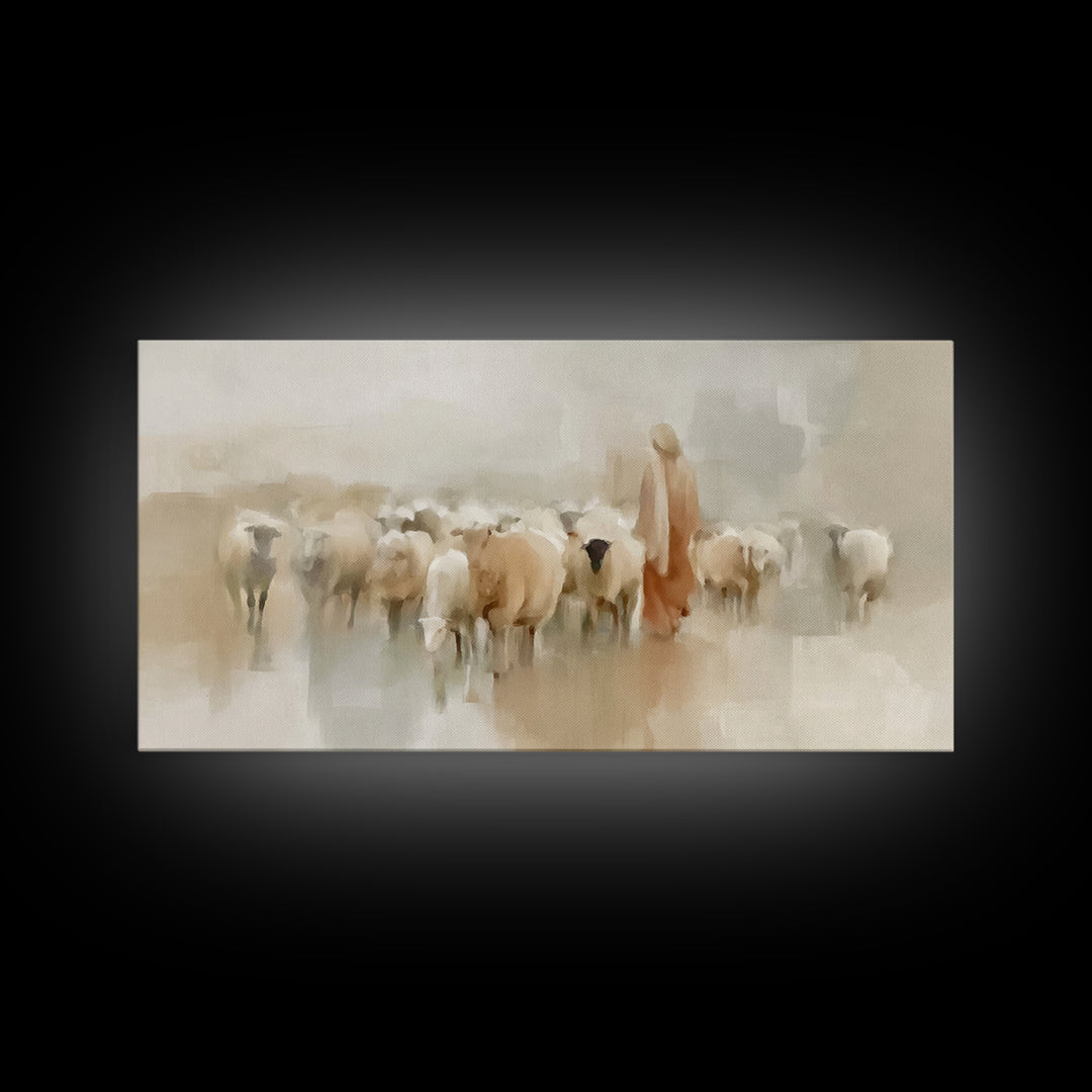 Tender Shepherd – Framed Canvas Print – Jesus Canvas Art – Christian Wall Art – Christian Art Canvas – Christian Art – Large Christian Pain
