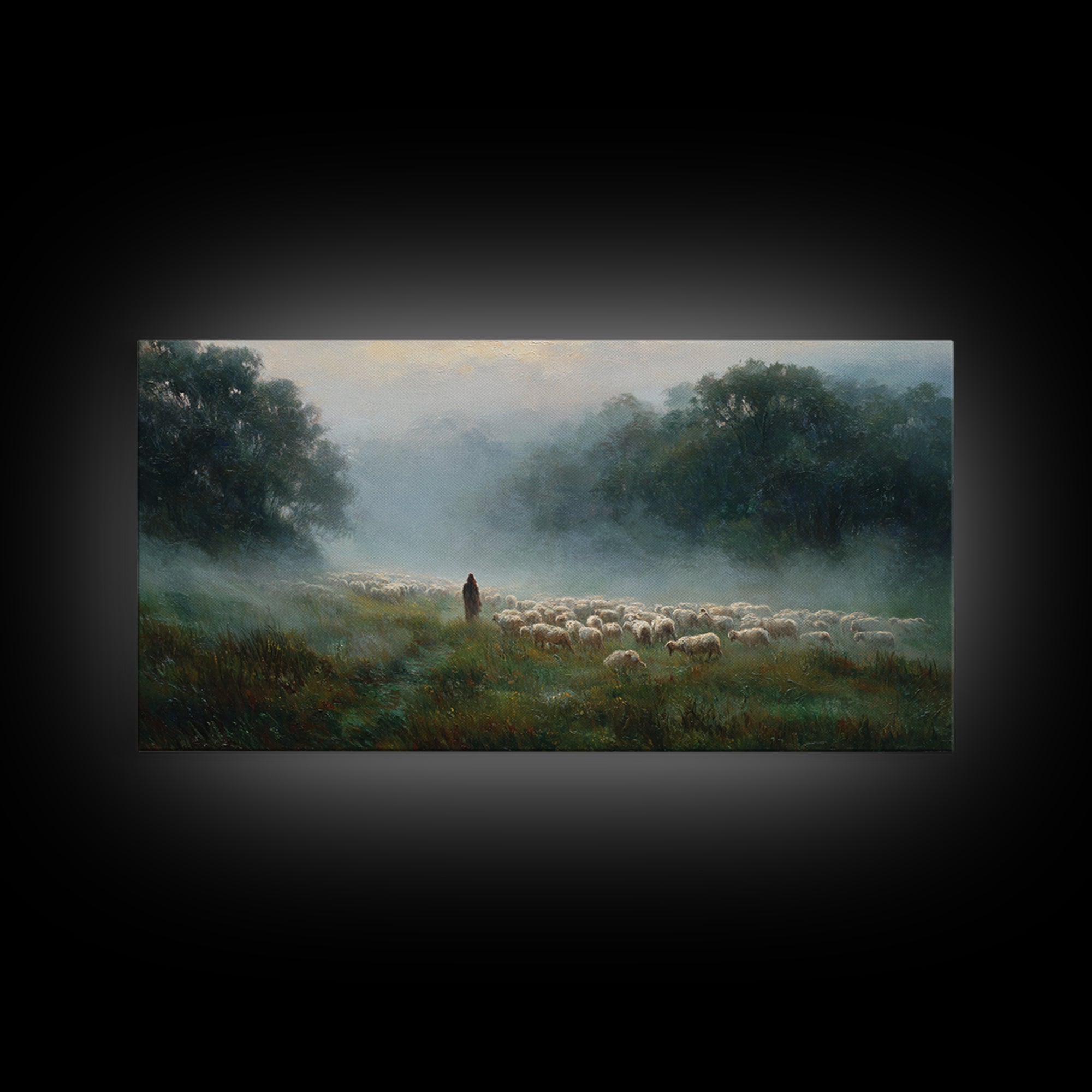 Shepherds At Dawn – Framed Canvas Print – Christian Wall Art – Christian Art Canvas – Jesus Painting – Christian Christmas Art