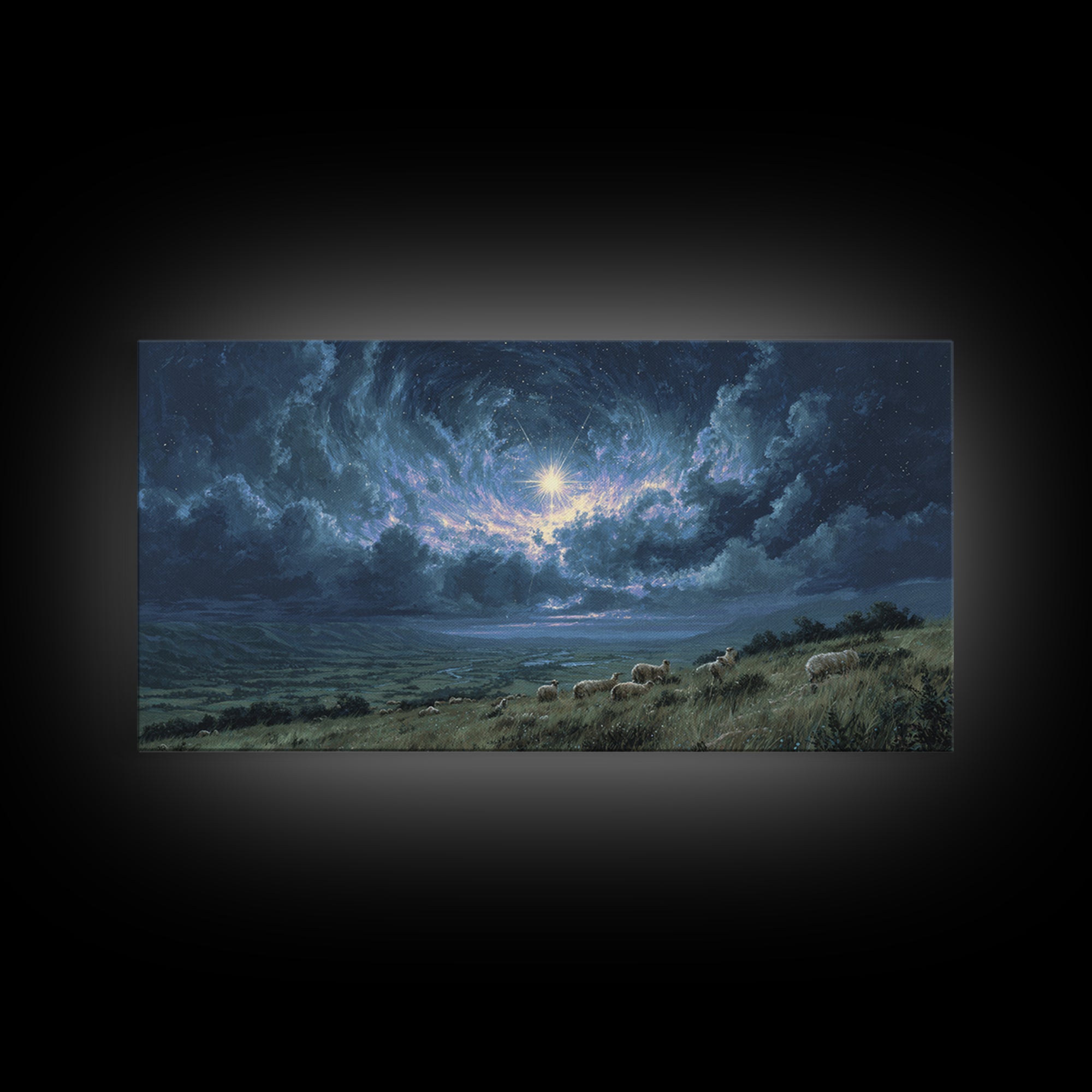 Star Of Bethlehem – Framed Canvas Print – Christian Christmas Art – Christian Wall Art – Jesus Painting – Christmas Canvas Wall Art