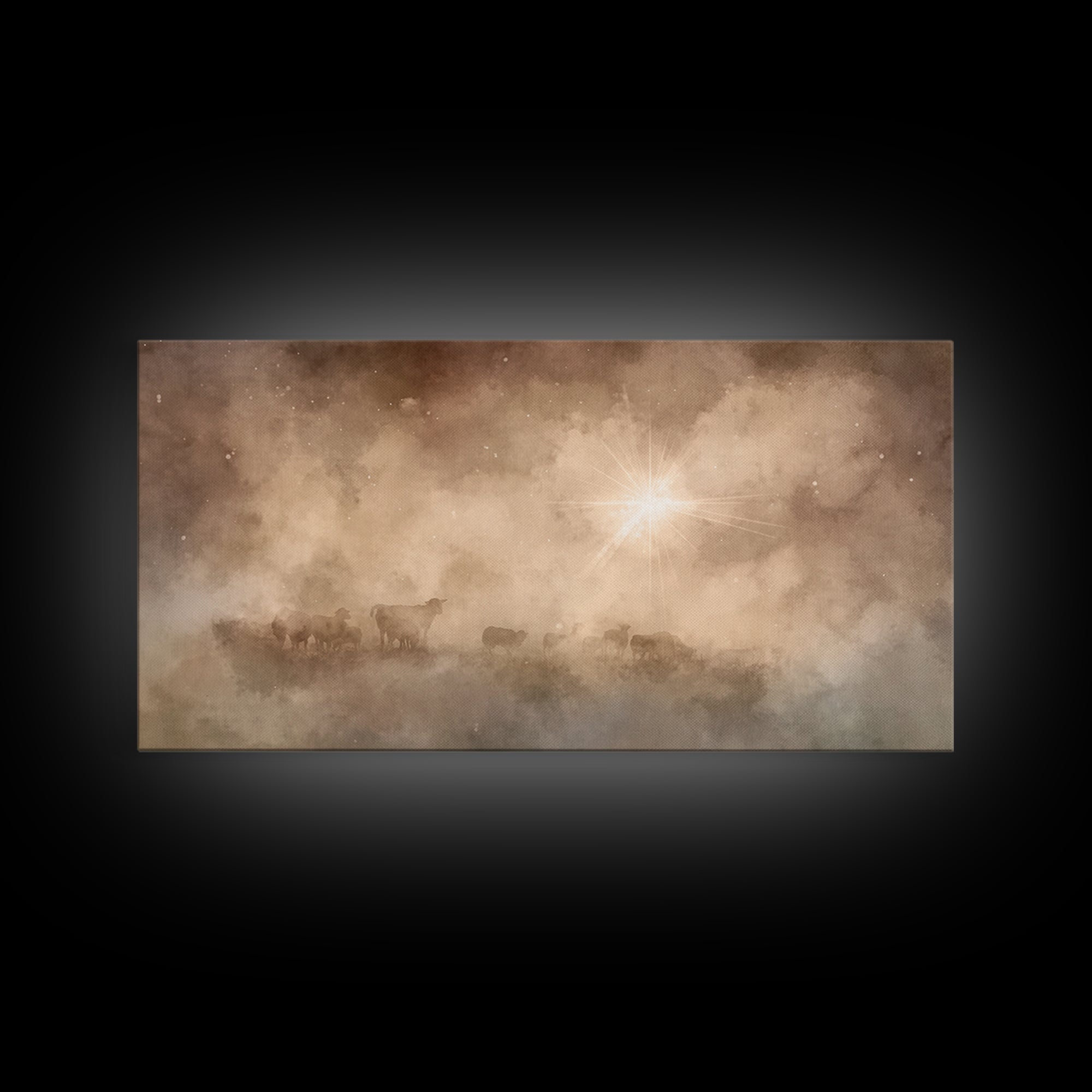 Silent Glory – Framed Canvas Print – Christian Art Canvas – Christian Wall Art – Moody Christmas Art – Christian Christmas